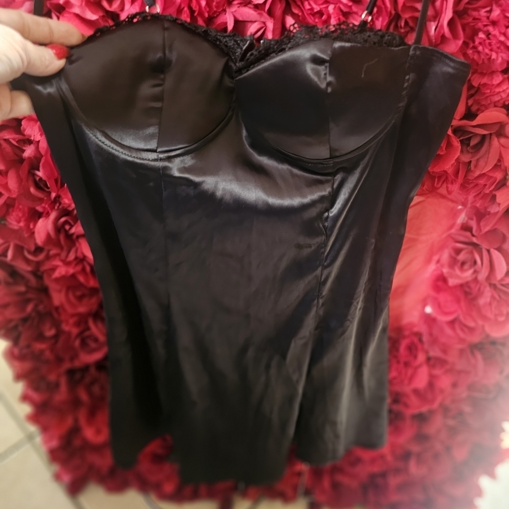 SHEIN Black Satin Mini Dress Size Medium